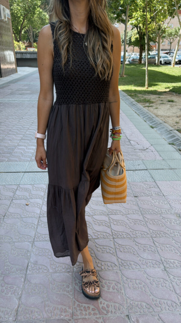 Vestido ganchillo chocolate - Imagen 2