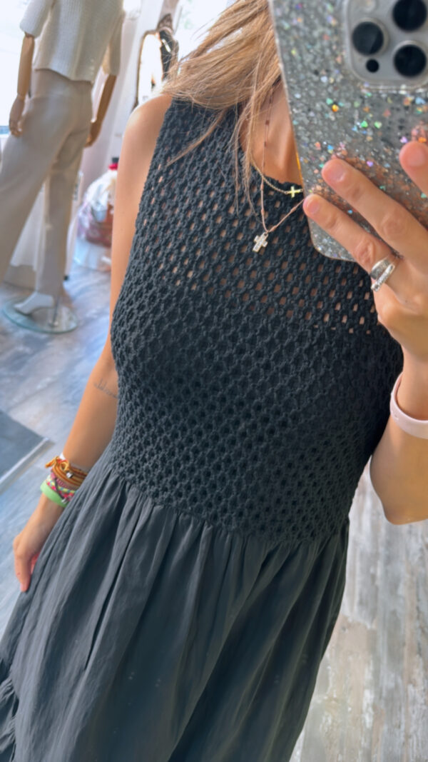 Vestido ganchillo Negro - Imagen 4