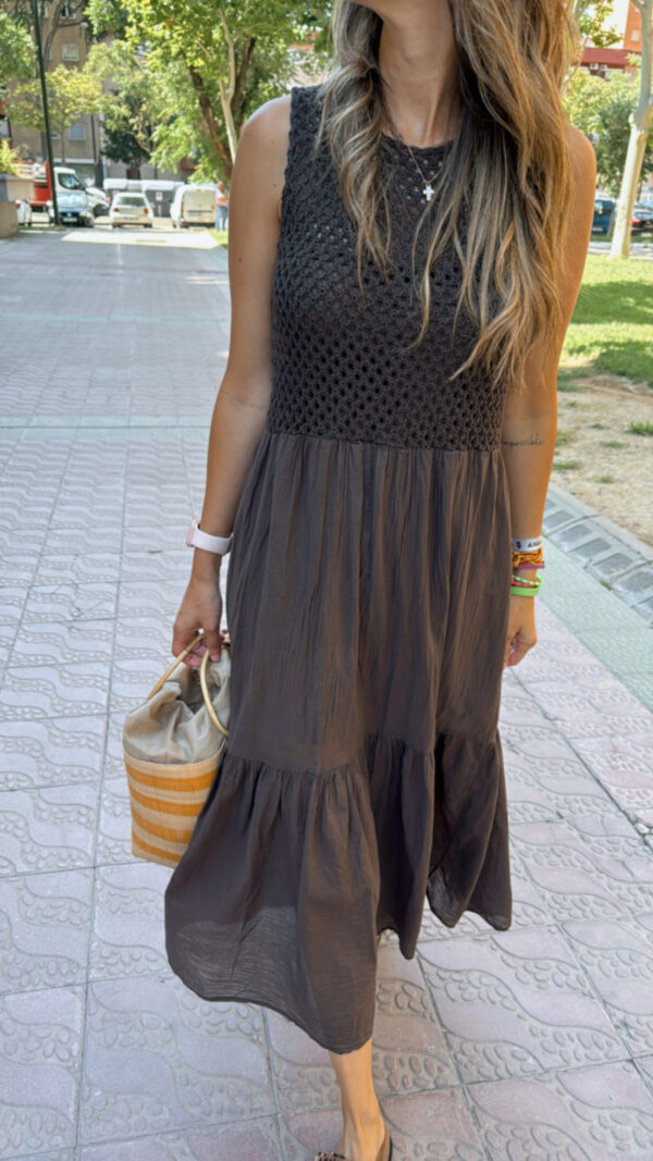 Vestido ganchillo chocolate - Imagen 3
