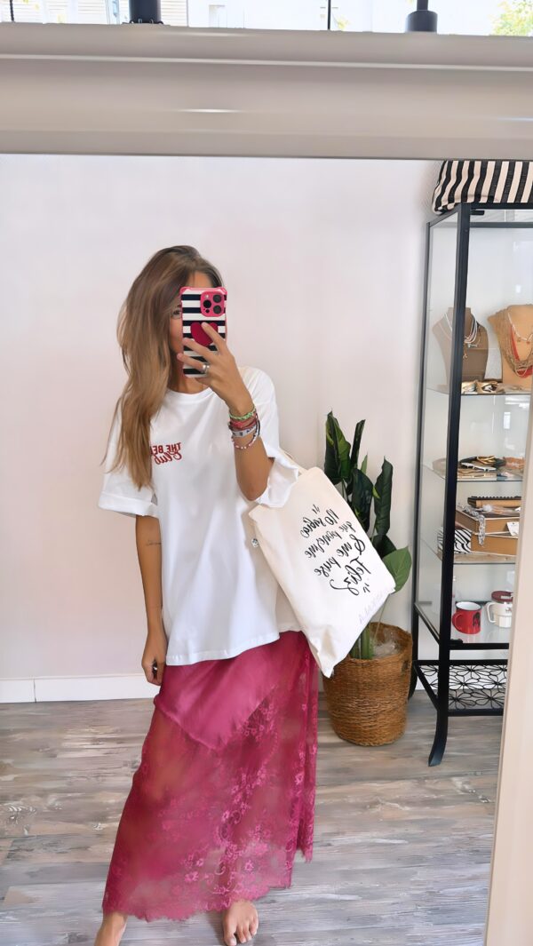 Falda satinada encaje BURGUNDY